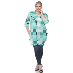 Plus Size Plaid Tunic Shirt